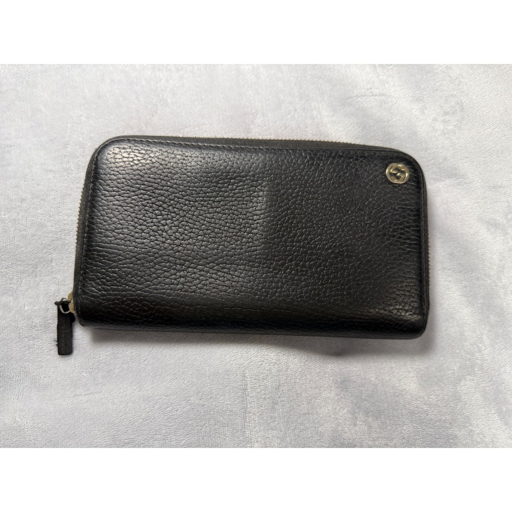 Gucci‎ Black Leather Interlocking G Zip Wallet - Picture 2 of 16